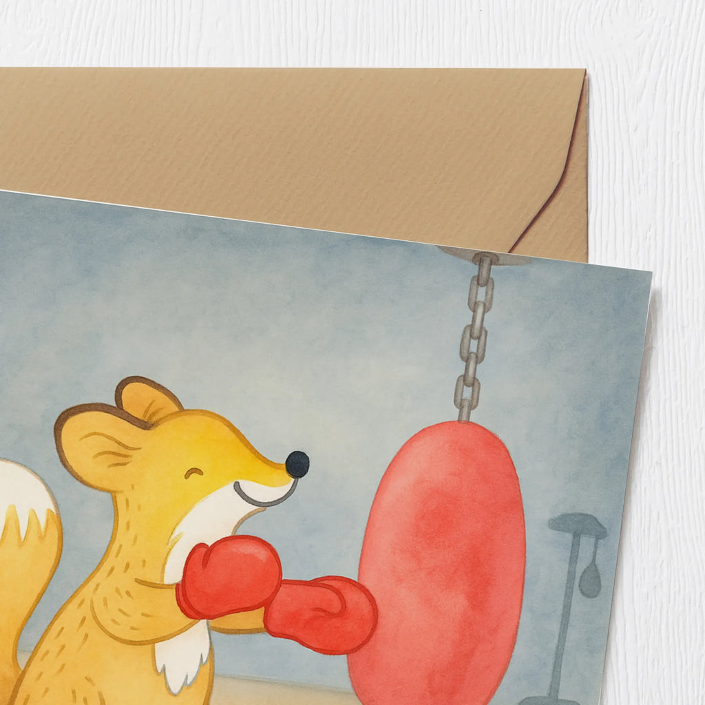 Deluxe Karte Fuchs Boxen Design Karte, Hochwertige Grußkarte, Einladungskarte, Grußkarte, Klappkarte, Glückwunschkarte, Geburtstagskarte, Hochzeitskarte, Hochwertige Klappkarte, Geschenk, Sport, Sportart, Hobby, Schenken, Danke, Dankeschön, Auszeichnung, Gewinn, Sportler, Boxen, Boxtraining, Boxkampf