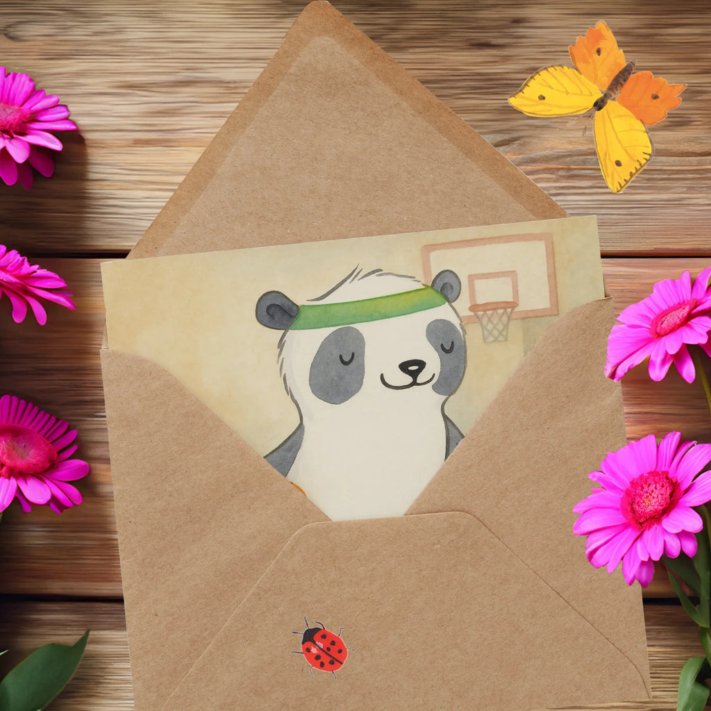 Deluxe Karte Panda Basketball Design Klappkarte, Grußkarte, Hochwertige Klappkarte, Karte, Hochzeitskarte, Hochwertige Grußkarte, Glückwunschkarte, Einladungskarte, Geburtstagskarte, Geschenk, Sport, Sportart, Hobby, Schenken, Danke, Dankeschön, Auszeichnung, Gewinn, Sportler, Basketball, Basketballplatz, Basketball Verein, Basketball Verband