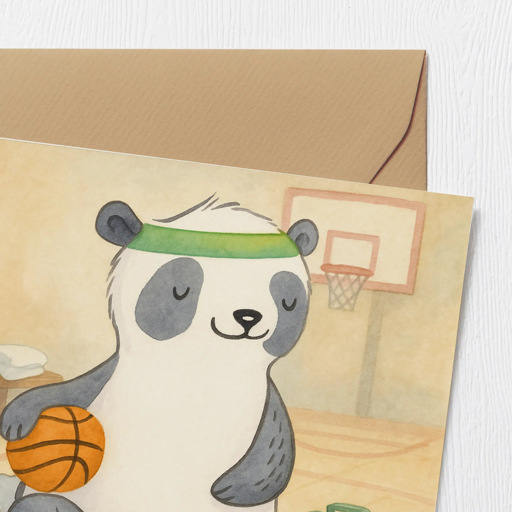 Deluxe Karte Panda Basketball Design Klappkarte, Grußkarte, Hochwertige Klappkarte, Karte, Hochzeitskarte, Hochwertige Grußkarte, Glückwunschkarte, Einladungskarte, Geburtstagskarte, Geschenk, Sport, Sportart, Hobby, Schenken, Danke, Dankeschön, Auszeichnung, Gewinn, Sportler, Basketball, Basketballplatz, Basketball Verein, Basketball Verband