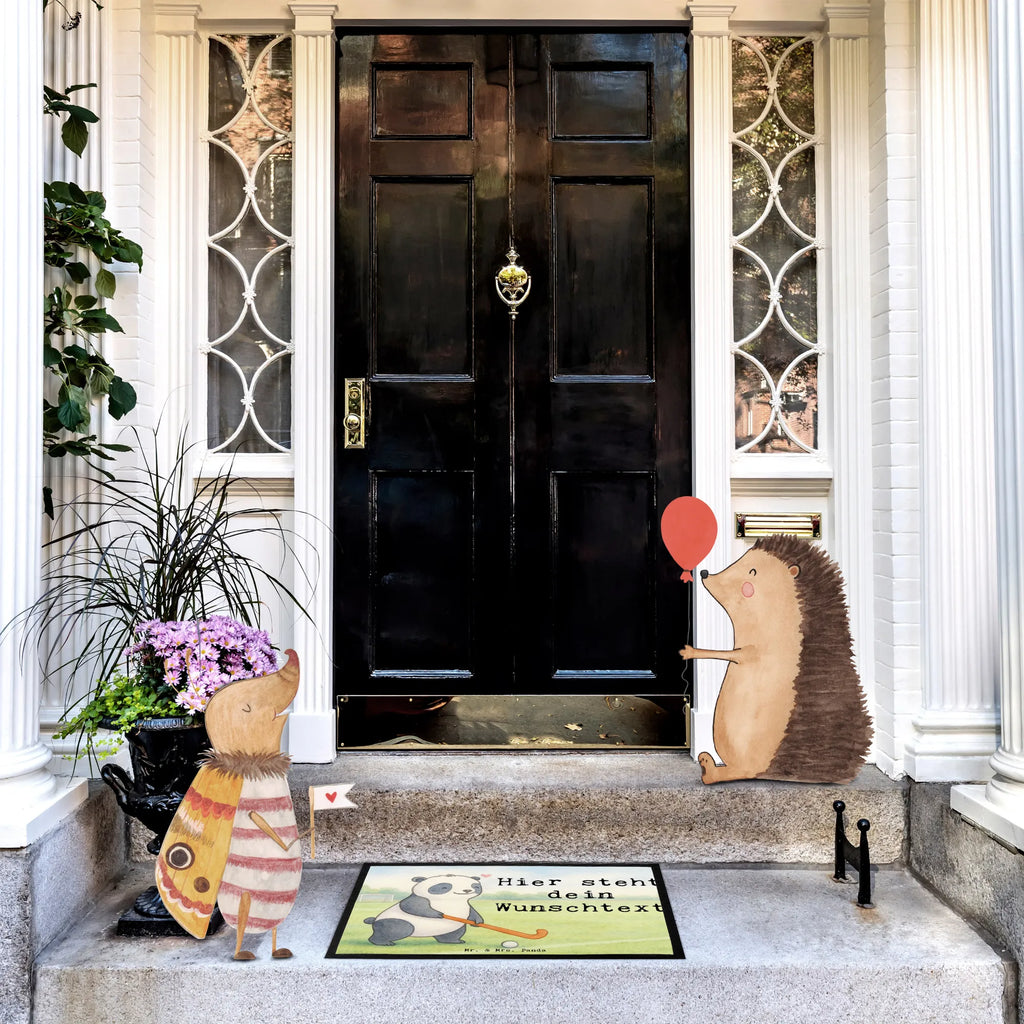 Personalisierte Fußmatte Panda Hockey spielen Design Fußmatte bedrucken, Bedrucken, Personalisierte Fußmatte, Personalisiert, Personalisieruung, Türvorleger personalisiert, Fußmatte mit Namen, Namensfussmatte, Türvorleger mit Namen, Wunschnamen, Haustürmatte personalisiert, Geschenk, Sport, Sportart, Hobby, Schenken, Danke, Dankeschön, Auszeichnung, Gewinn, Sportler, Hockey spielen, Feldhockey, Hockey Verein, Hockeyschläger