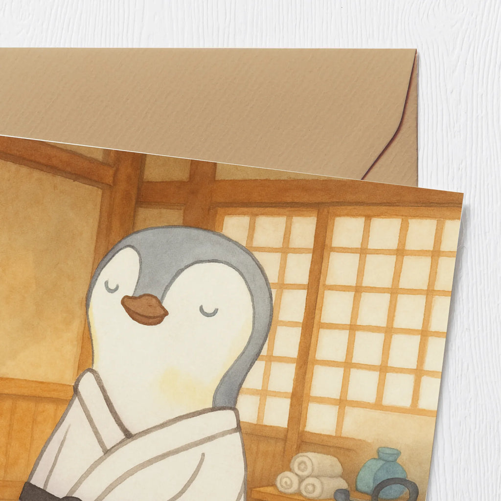 Deluxe Karte Pinguin Karate Design Glückwunschkarte, Hochwertige Klappkarte, Hochwertige Grußkarte, Hochzeitskarte, Karte, Geburtstagskarte, Grußkarte, Klappkarte, Einladungskarte, Geschenk, Sport, Sportart, Hobby, Schenken, Danke, Dankeschön, Auszeichnung, Gewinn, Sportler, Karate Verein, Selbstverteidigung, Kampfkunst, Karate, Kampfsportart