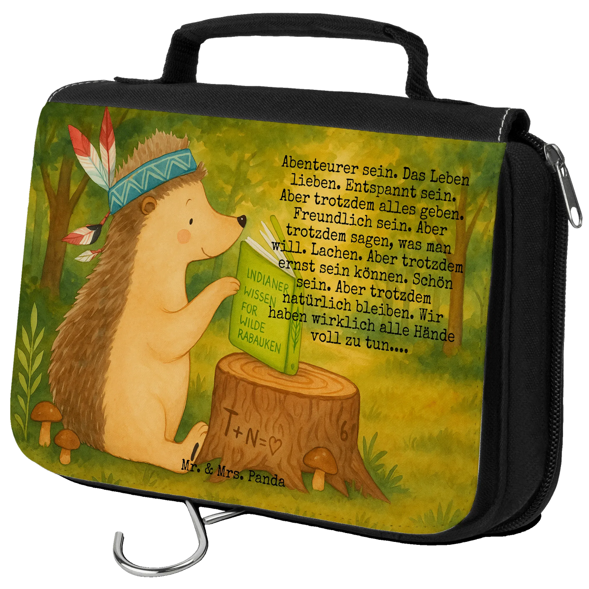 Kulturbeutel Igel Federschmuck Design Waschbeutel, Kosmetikbeutel, Waschtasche, Make-Up Tasche, Necessaire, Kulturbeutel, Toilettentasche, Schminktasche, Schminkbeutel, badtasche, kosmetiktäschchen, hygienebeutel, Kosmetiktasche, beauty case, kulturtäschchen, Kulturtasche, Reisebeutel, beautycase, Reise-Kulturtasche, hygienetasche, duschbeutel, Tiere, Waldtiere, Indianer, Abenteuer, Lagerfeuer, Camping, Igel
