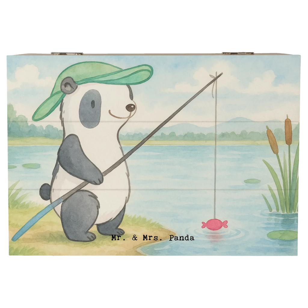 Holzkiste Panda Angeln Design XXL, Dekokiste, Schatzkiste, Schatulle, Geschenkbox, Erinnerungskiste, Aufbewahrungsbox, Truhe, Kiste, Holzkiste, Erinnerungsbox, Geschenkdose, Geschenk, Sport, Sportart, Hobby, Schenken, Danke, Dankeschön, Auszeichnung, Gewinn, Sportler, Angelsport, angeln gehen, Angler, angeln, Angelverein, Hobbyangler