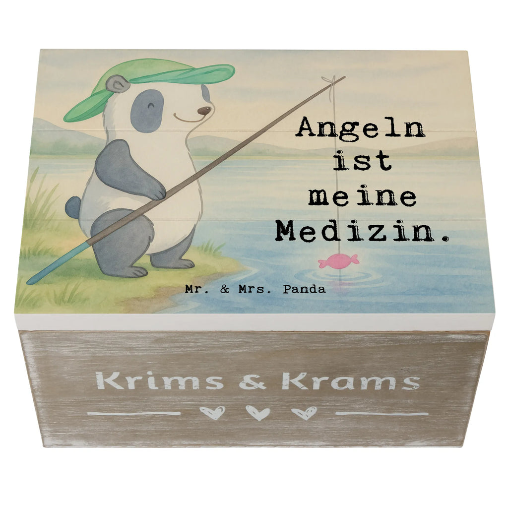 Holzkiste Panda Angeln Design XXL, Dekokiste, Schatzkiste, Schatulle, Geschenkbox, Erinnerungskiste, Aufbewahrungsbox, Truhe, Kiste, Holzkiste, Erinnerungsbox, Geschenkdose, Geschenk, Sport, Sportart, Hobby, Schenken, Danke, Dankeschön, Auszeichnung, Gewinn, Sportler, Angelsport, angeln gehen, Angler, angeln, Angelverein, Hobbyangler