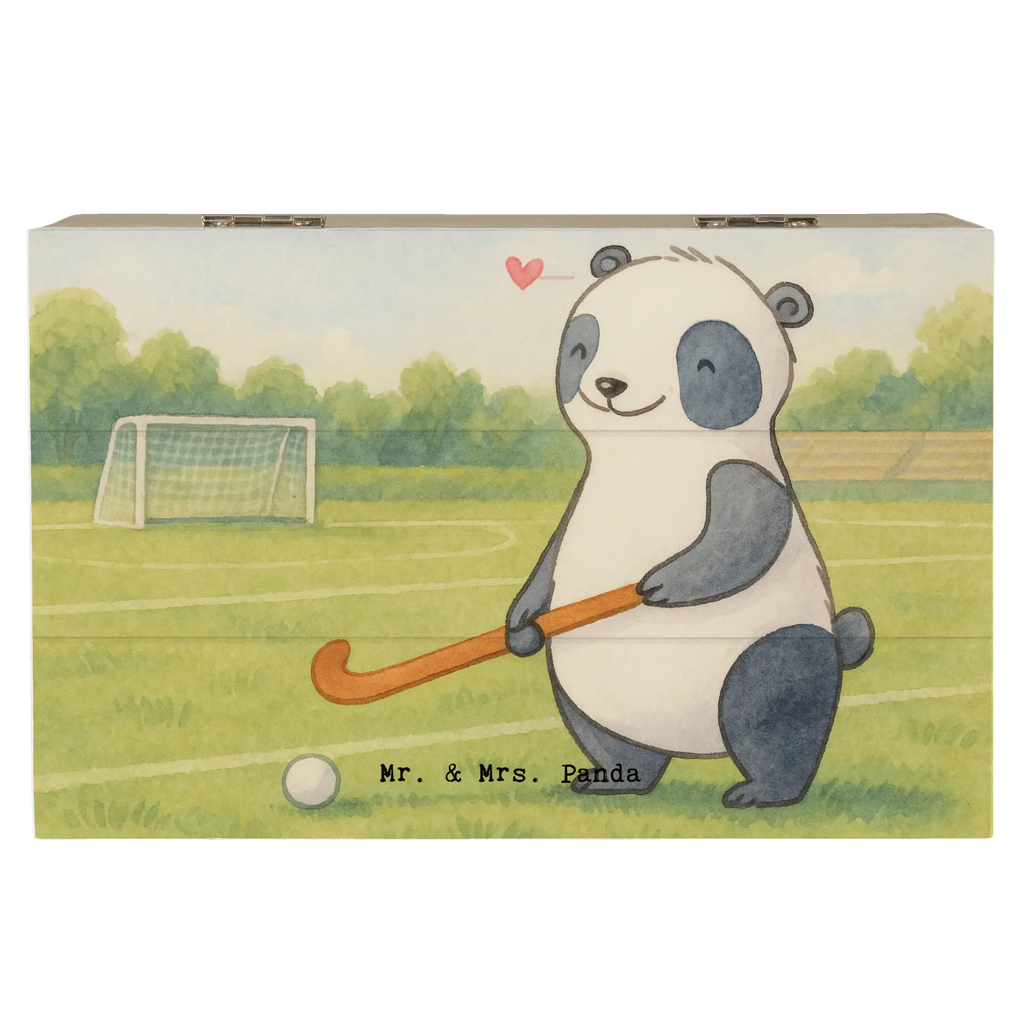 Holzkiste Panda Hockey spielen Design Schatzkiste, Truhe, Schatulle, XXL, Geschenkbox, Erinnerungsbox, Aufbewahrungsbox, Geschenkdose, Holzkiste, Kiste, Dekokiste, Erinnerungskiste, Geschenk, Sport, Sportart, Hobby, Schenken, Danke, Dankeschön, Auszeichnung, Gewinn, Sportler, Feldhockey, Hockey spielen, Hockey Verein, Hockeyschläger