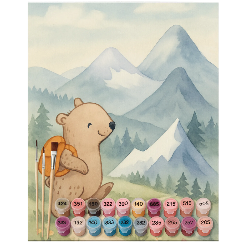 Paint by Numbers bear Rockclimbing Design Gift, sport, hobby, giving, thank you, award, profit, athlete, trekking, mountain sports, alpinism, hiking, Mountaineering, alpine hiking