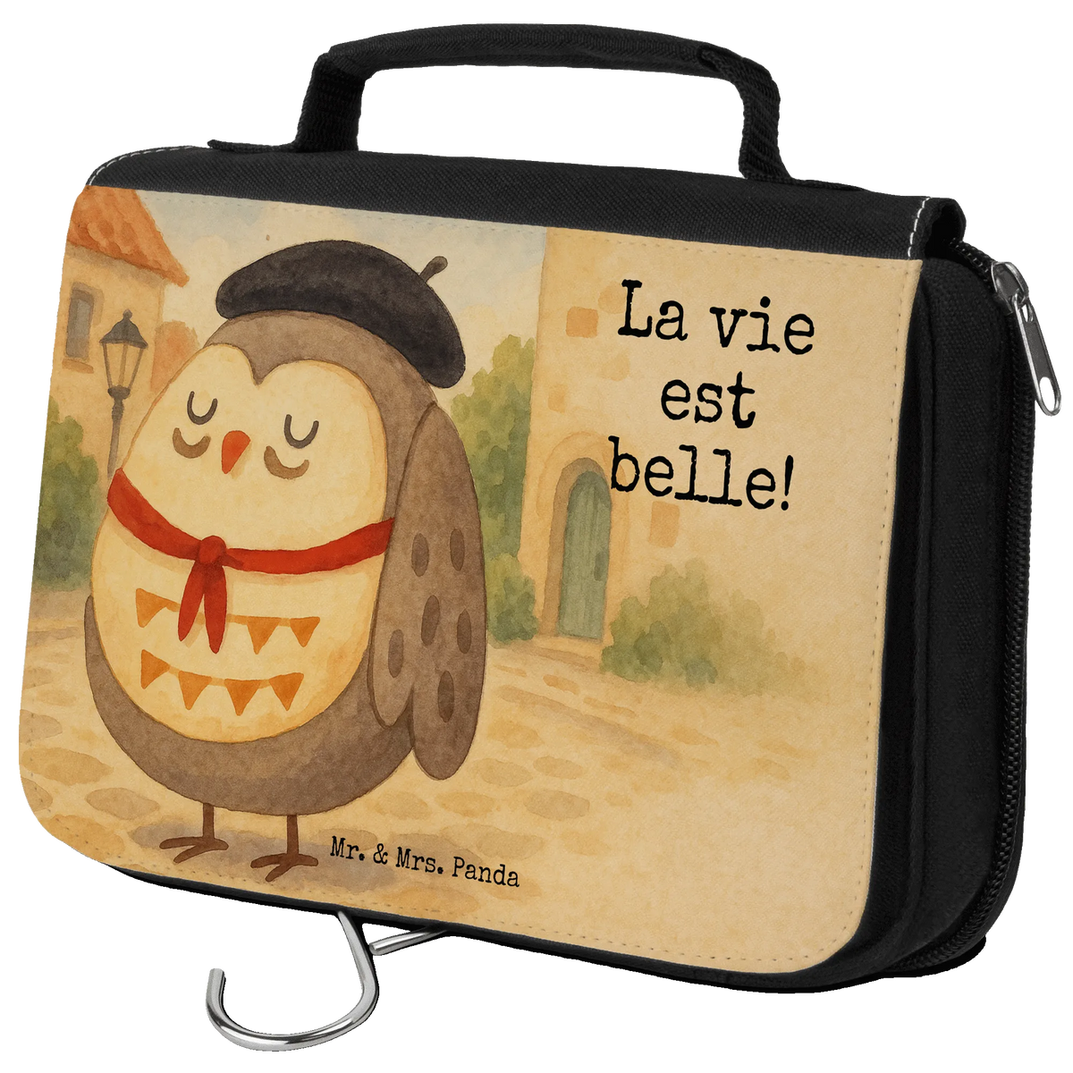 Kulturbeutel Eule Frankreich Design Kosmetikbeutel, Schminkbeutel, beautycase, Kulturbeutel, kulturtäschchen, duschbeutel, hygienetasche, Kosmetiktasche, Make-Up Tasche, Necessaire, Toilettentasche, Schminktasche, Reisebeutel, Reise-Kulturtasche, beauty case, Kulturtasche, Waschbeutel, kosmetiktäschchen, Waschtasche, hygienebeutel, badtasche, Eule, Eule Deko, Eulen, La Vie Est Belle, Spruch Französisch, Hibou, Spruch schön, Frankreich, Owl, Das Leben Ist schön
