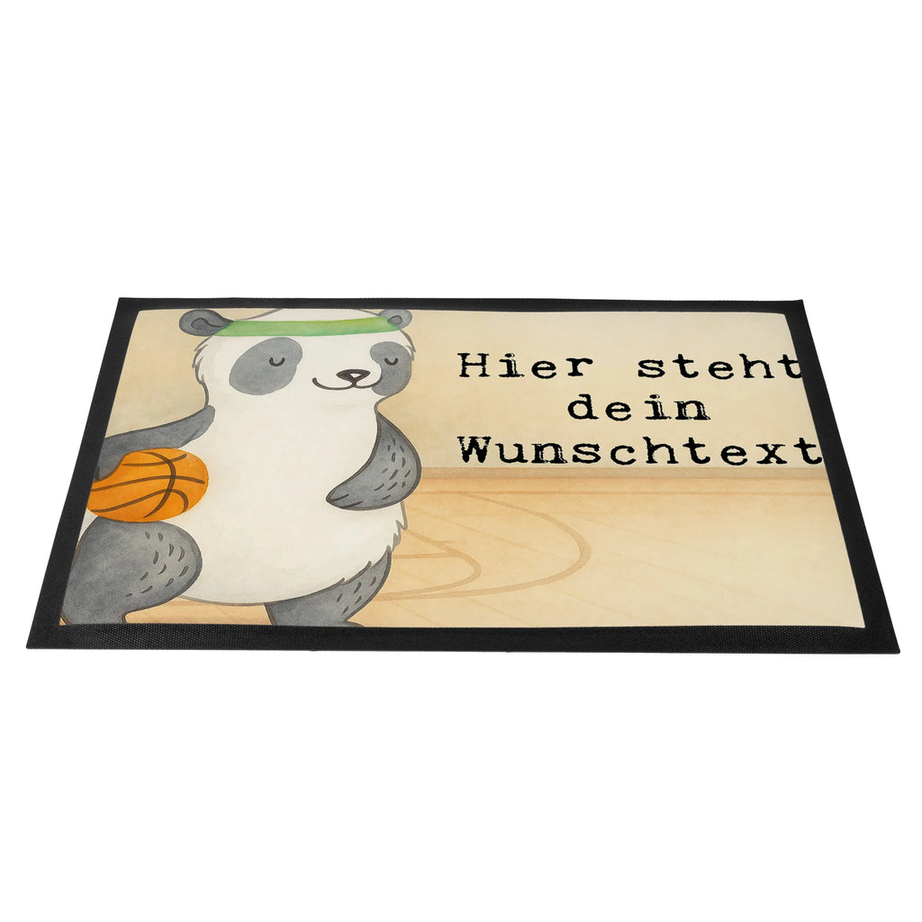 Personalisierte Fußmatte Panda Basketball Design Personalisiert, Türvorleger personalisiert, Personalisierte Fußmatte, Fußmatte mit Namen, Bedrucken, Türvorleger mit Namen, Fußmatte bedrucken, Namensfussmatte, Haustürmatte personalisiert, Personalisieruung, Wunschnamen, Geschenk, Sport, Sportart, Hobby, Schenken, Danke, Dankeschön, Auszeichnung, Gewinn, Sportler, Basketball Verband, Basketball Verein, Basketball, Basketballplatz