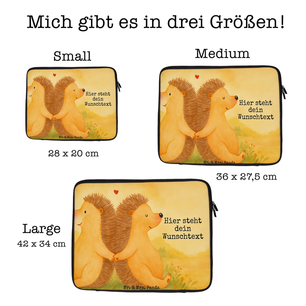 Personalisierte Notebook Tasche Igel händchenhaltend Design