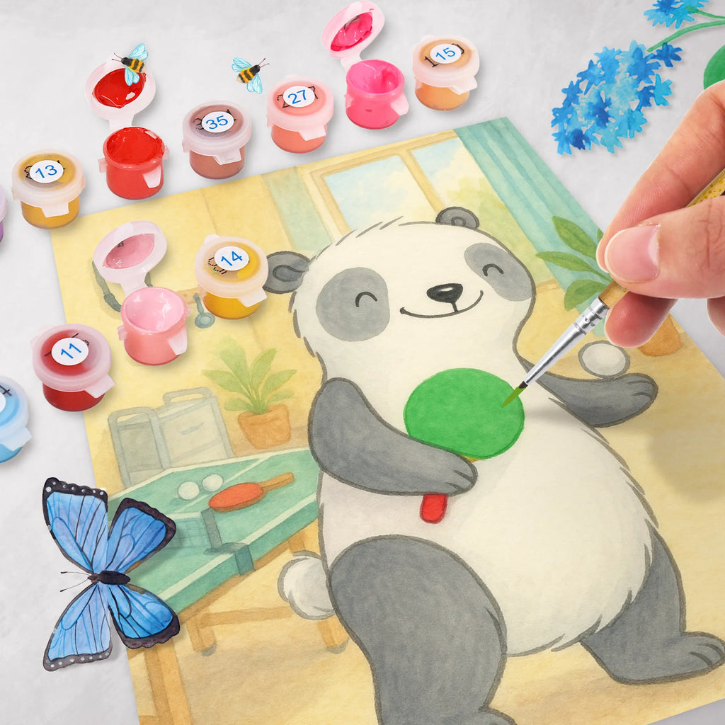 Paint by Numbers panda table tennis Design Baseln, Bastelidee, Malen nach Zahlen, Malen, Künstler, DIY, Kunstwerk, Kreativität, Ausmalbild, Geschenk, Sport, Sportart, Hobby, Schenken, Danke, Dankeschön, Auszeichnung, Gewinn, Sportler, Tischtennis Bund, Ballsport, Tischtennis, Tischtennis Verein