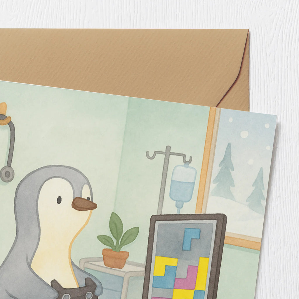 Deluxe Karte Pinguin Zocken Design Hochwertige Grußkarte, Karte, Klappkarte, Geburtstagskarte, Grußkarte, Einladungskarte, Hochzeitskarte, Hochwertige Klappkarte, Glückwunschkarte, Geschenk, Sport, Sportart, Hobby, Schenken, Danke, Dankeschön, Auszeichnung, Gewinn, Sportler, Zocken, Videospiele, Gaming, Videogames