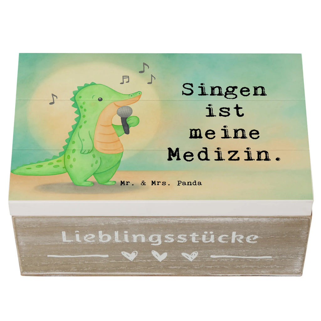 Holzkiste Krokodil Singen Design Kiste, Erinnerungsbox, XXL, Schatulle, Aufbewahrungsbox, Erinnerungskiste, Geschenkdose, Geschenkbox, Dekokiste, Holzkiste, Truhe, Schatzkiste, Geschenk, Sport, Sportart, Hobby, Schenken, Danke, Dankeschön, Auszeichnung, Gewinn, Sportler, Live Auftritt, Gesang, Hobbysänger, Band, Singen