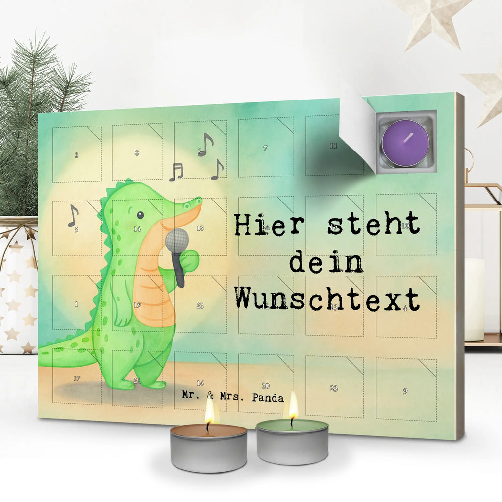 Personalisierter Duftkerzen Adventskalender Krokodil Singen Design Personalisierter Duftkerzen Adventskalender, Geschenk, Schenken, Sport, Sportart, Hobby, Danke, Dankeschön, Auszeichnung, Gewinn, Sportler, Gesang, Band, Singen, Hobbysänger, Live Auftritt