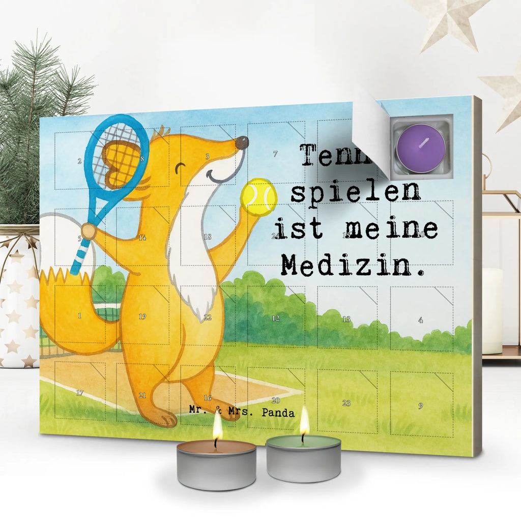 Scented candle advent calendar Fox play tennis Design Gift, sport, hobby, giving, thank you, award, profit, athlete, tennis tournament, tennis club, ball sport, Playing tennis