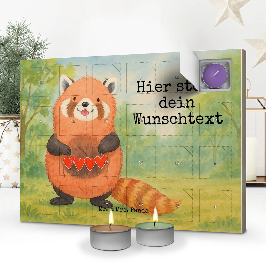 Personalisierter Duftkerzen Adventskalender Roter Panda Design Personalisierter Duftkerzen Adventskalender, Lustige Sprüche, Tiere, Tiermotive, Gute Laune, Herz, Liebe, Liebling, Panda, Rot, Lieblingsmensch