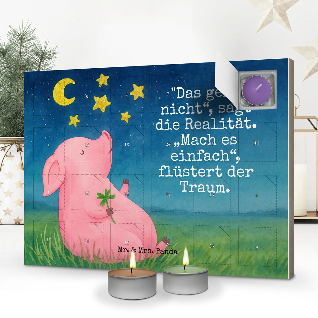 Scented candle advent calendar Pig Luck Design small animals, cute, funny, cute animal motives, hand drawn, small world, funny sayings, good mood, happy, gifts, gift ideas, special gifts, animal lover, card, dreams, motivation, pig, asterisks, stars, goals, Lucky bastard. Luck, lucky charm, piglet