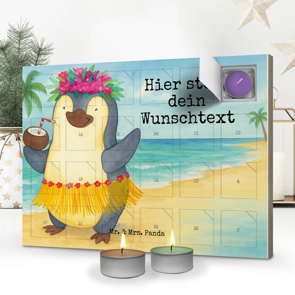 Personalisierter Duftkerzen Adventskalender Pinguin Kokosnuss Design Personalisierter Duftkerzen Adventskalender, Pinguin, Urlaub, Kokosnuss, Aloha, Hawaii, Pinguine