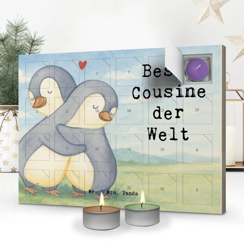 Scented candle advent calendar penguin best cousin in the world Design for, thank you, gift, giving, birthday, birthday present, gift idea, souvenir, make you happy, gift tip, daughter of uncle, cousin, family, daughter of aunt, relatives, Cousin