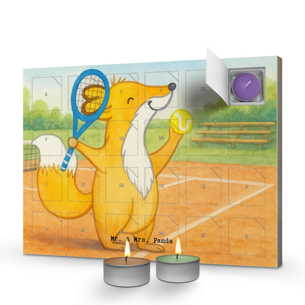 Scented candle advent calendar Fox play tennis Design Gift, sport, hobby, giving, thank you, award, profit, athlete, tennis tournament, tennis club, ball sport, Playing tennis