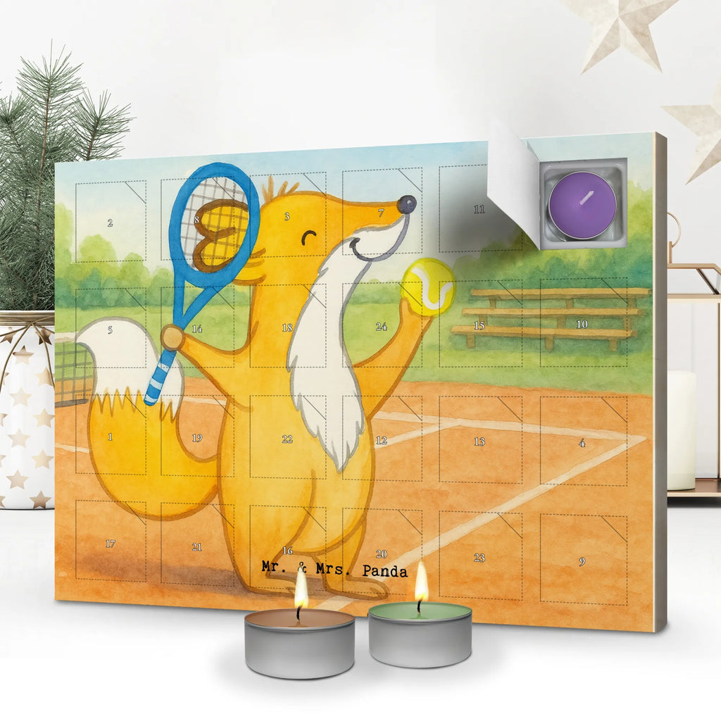 Scented candle advent calendar Fox play tennis Design Gift, sport, hobby, giving, thank you, award, profit, athlete, tennis tournament, tennis club, ball sport, Playing tennis