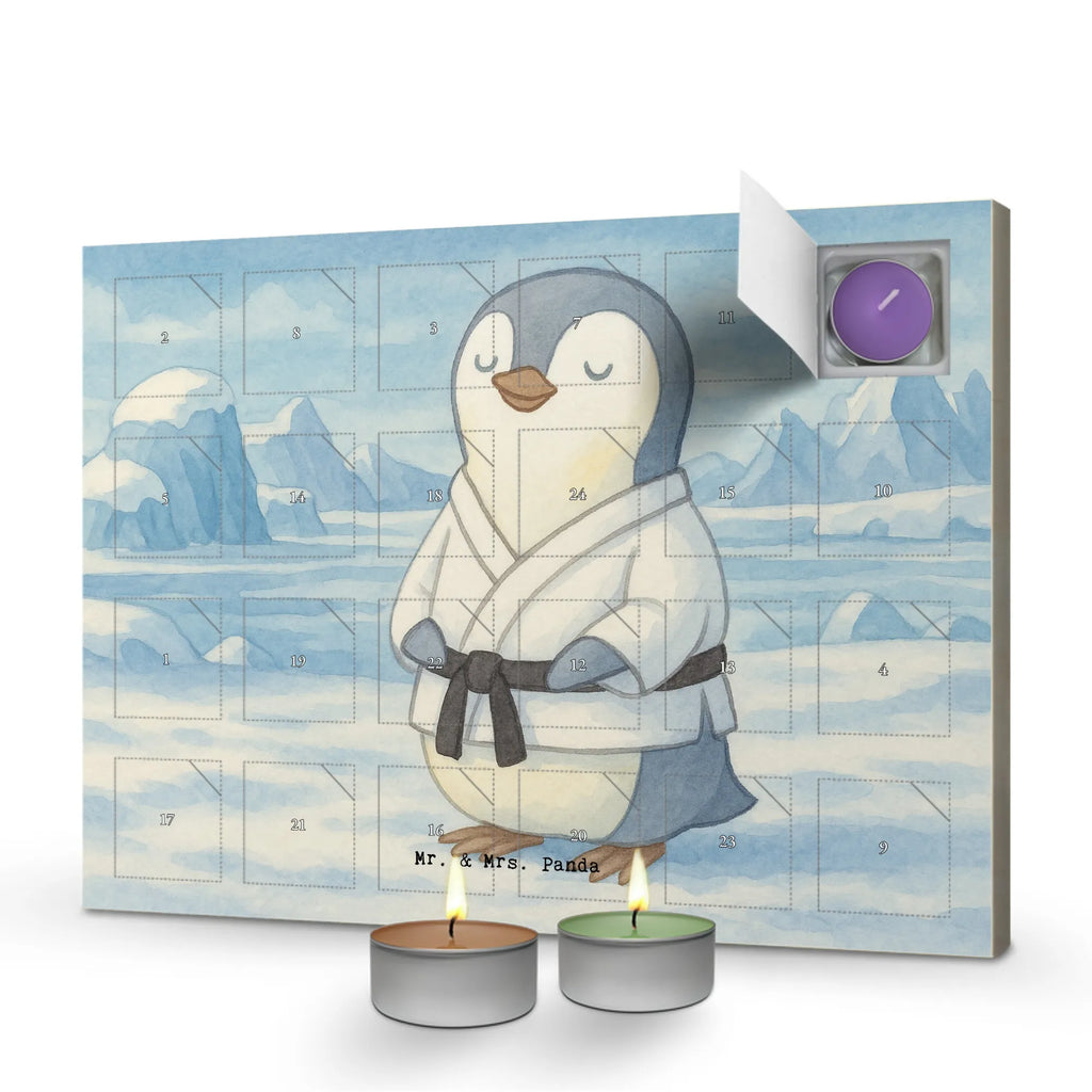 Scented candle advent calendar penguin karate Design Gift, sport, hobby, giving, thank you, award, profit, athlete, martial arts, karate club, self defense, Karate