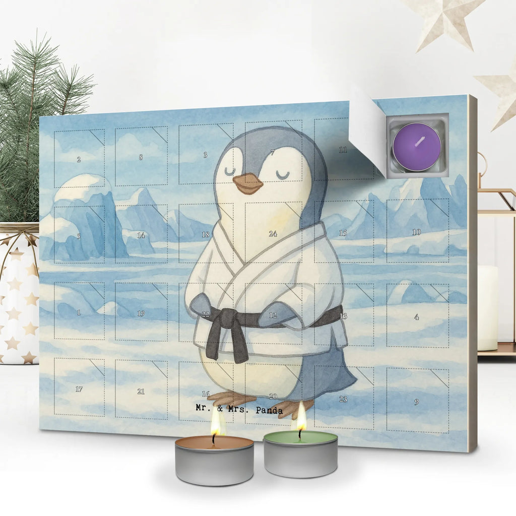 Scented candle advent calendar penguin karate Design Gift, sport, hobby, giving, thank you, award, profit, athlete, martial arts, karate club, self defense, Karate