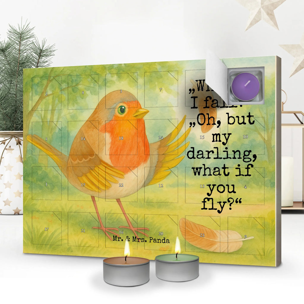 Scented candle advent calendar robin feathers Design small animals, cute, funny, cute animal motives, hand drawn, small world, funny sayings, good mood, happy, gifts, gift ideas, special gifts, animal lover, card, motivation slogans, slogan motivation, flying, What if i fall, robin, motivation pictures, slogan courage, bird