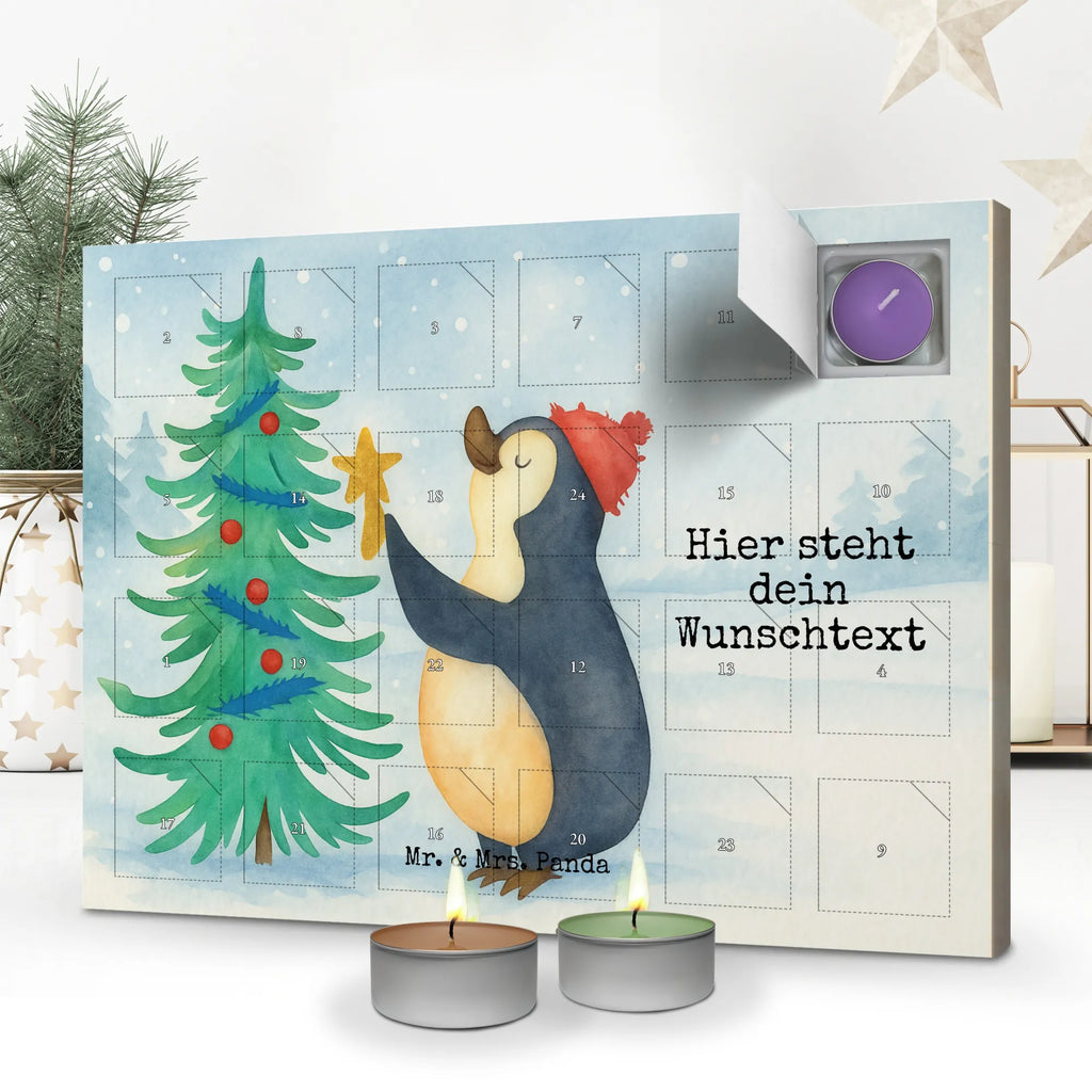 Personalisierter Duftkerzen Adventskalender Pinguin Weihnachtsbaum Design Personalisierter Duftkerzen Adventskalender, Weihnachten, Winter, Weihnachtsdeko, Nikolaus, Advent, Heiligabend, Wintermotiv, Pinguin