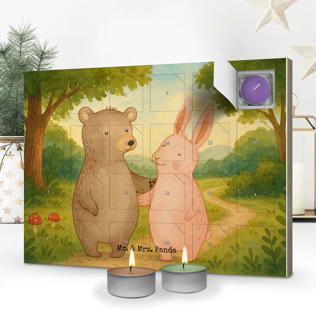 Scented candle advent calendar bear and rabbit Embrace Design Love, Loving, Two, Together, Marriage, Engagement, Proposal of marriage, Love gift, gift for her, gift for him, anniversary gift, friends, best friend, bear, best friends, rabbit