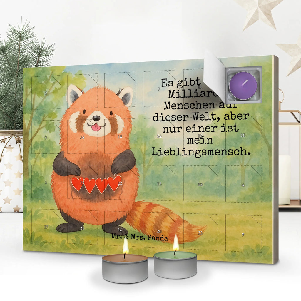 Scented candle advent calendar red panda Design small animals, cute, funny, cute animal motives, hand drawn, small world, funny sayings, good mood, happy, gifts, gift ideas, special gifts, animal lover, card, favourite person, love, heart, Panda, red, darling