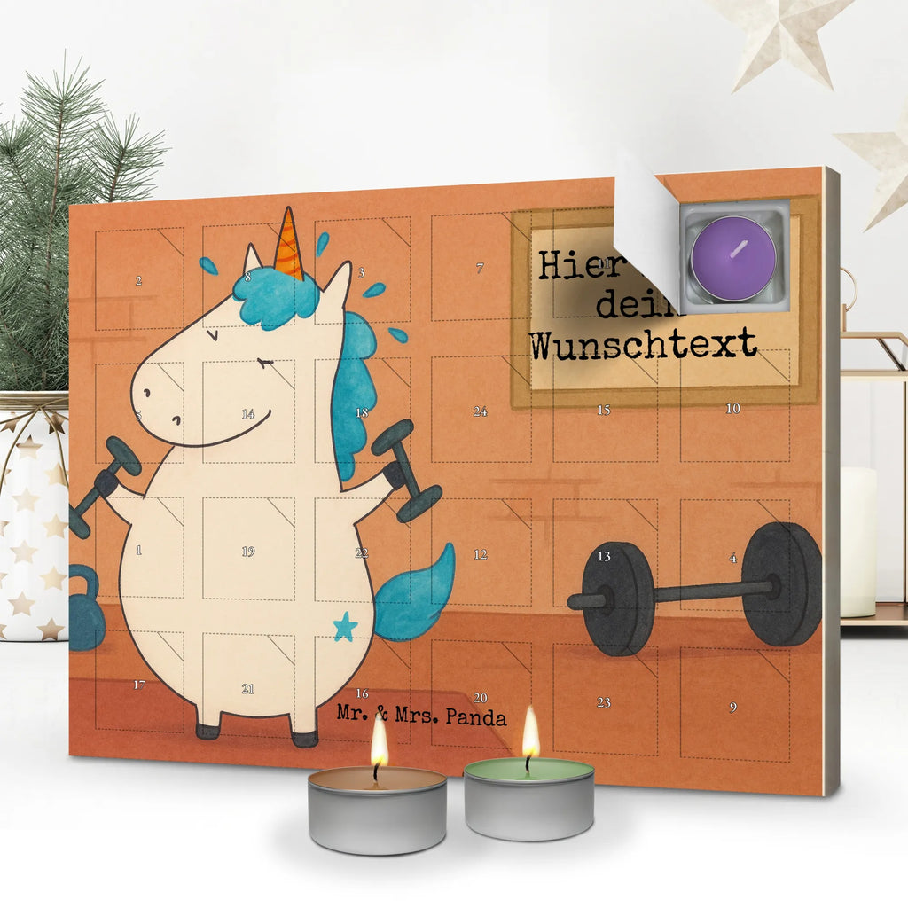 Personalisierter Duftkerzen Adventskalender Einhorn Fitness Design Personalisierter Duftkerzen Adventskalender, Unicorn, Einhorn, Einhörner, Einhorn Deko, Abnehmen, Pumpen, Fitnessstudio, Sport, Diät, Sixpack, Gym, Fitness, Geräte