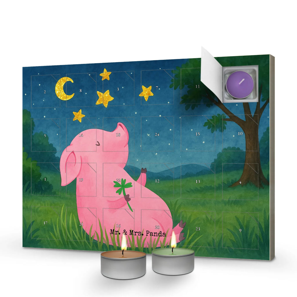 Scented candle advent calendar Pig Luck Design small animals, cute, funny, cute animal motives, hand drawn, small world, funny sayings, good mood, happy, gifts, gift ideas, special gifts, animal lover, card, dreams, motivation, pig, asterisks, stars, goals, Lucky bastard. Luck, lucky charm, piglet