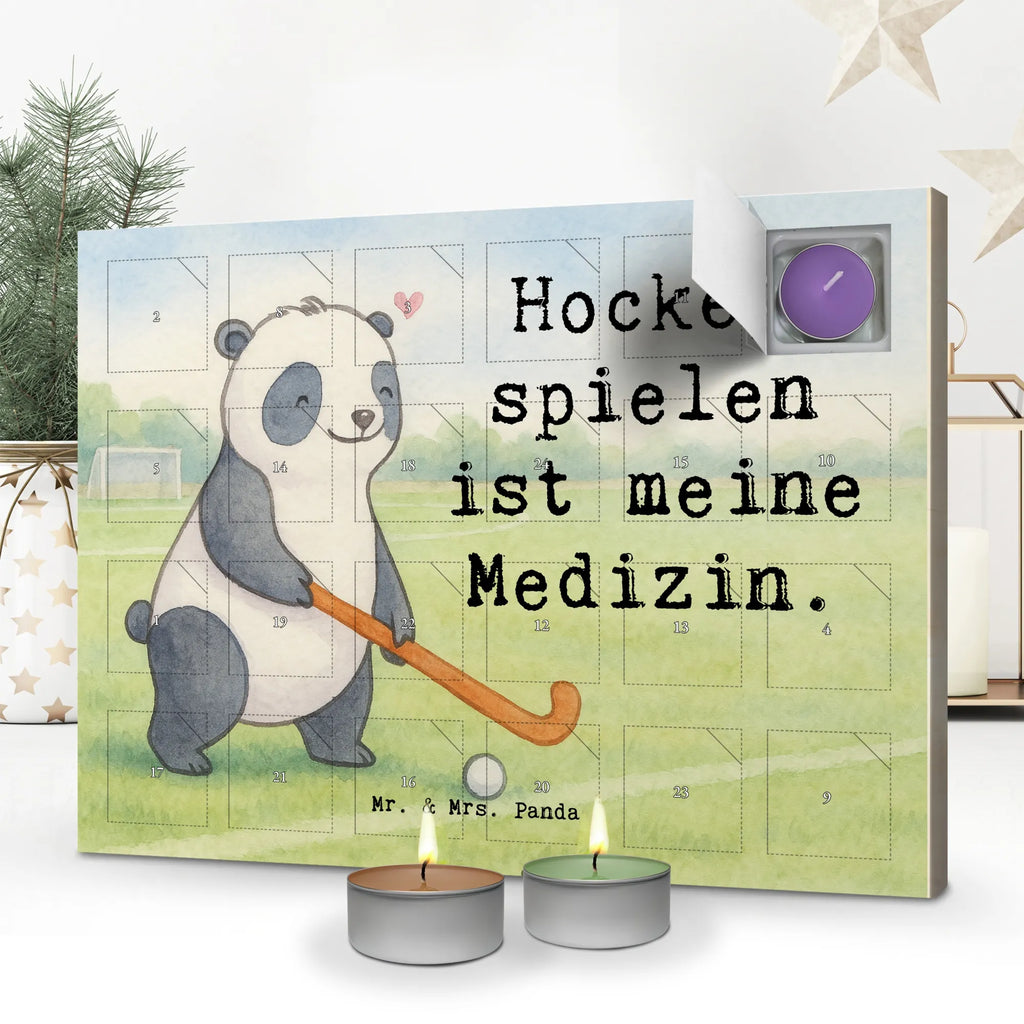 Scented candle advent calendar panda play hockey Design Gift, sport, hobby, giving, thank you, award, profit, athlete, Play hockey, hockey stick, field hockey, hockey club