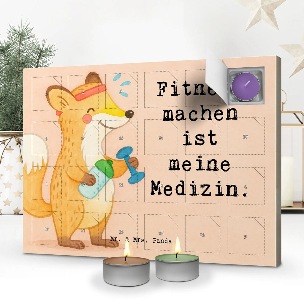Scented candle advent calendar Fox fitness Design Gift, sport, hobby, giving, thank you, award, profit, athlete, exercising, gym, sports club, Fitness, weight training