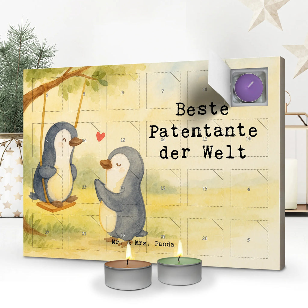Scented candle advent calendar penguin Best godmother in the world Design for, thank you, gift, giving, birthday, birthday present, gift idea, souvenir, make you happy, gift tip, nephew, niece, baptism, favorite aunt, family, godfather aunt, little thing, christening partner, Godmother