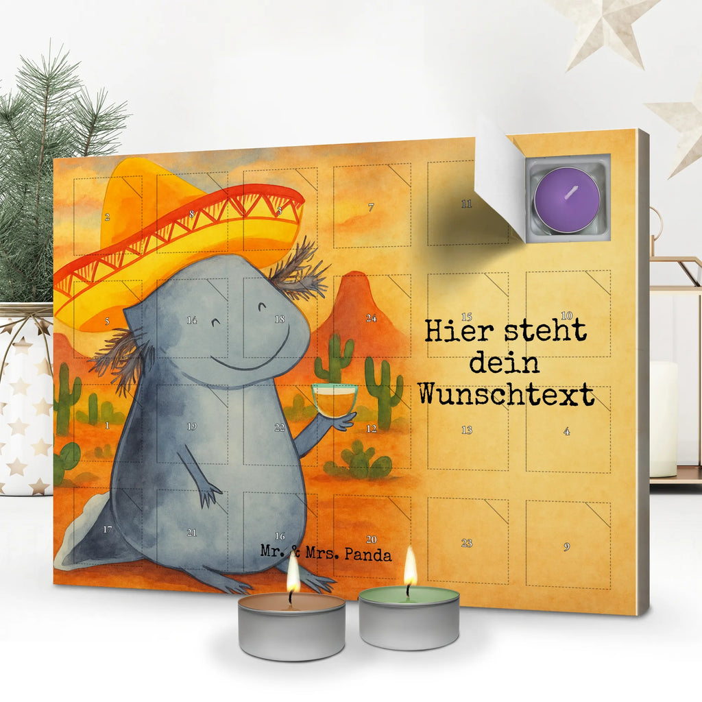 Personalisierter Duftkerzen Adventskalender Axolotl Tequila Design Personalisierter Duftkerzen Adventskalender, Axolotl, Molch, Spruch, Zitrone, Schwanzlurch, Axolot, Motivation, Sombrero, Feuersalamander, Tequila, Mexico, Lurche, Mexiko, Lurch, Feuerdrache