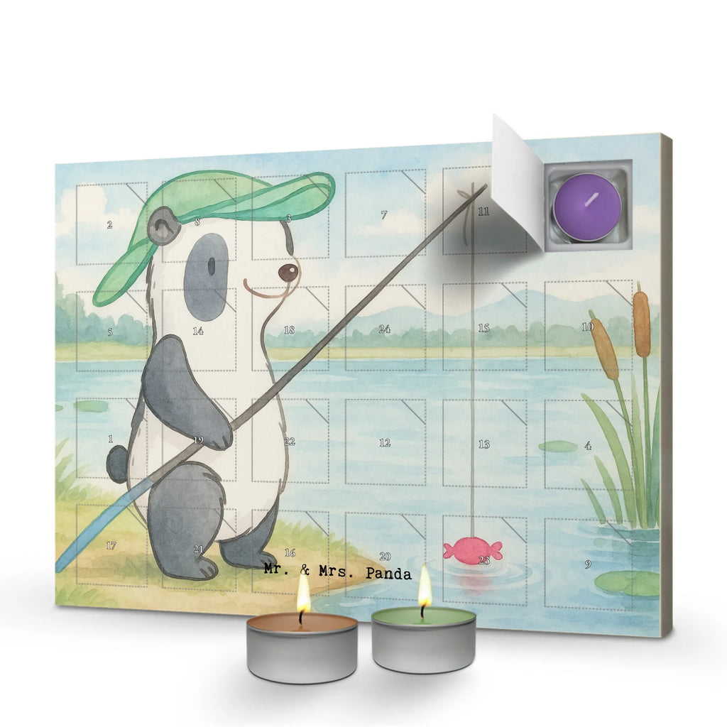 Scented candle advent calendar panda fishing Design Gift, sport, hobby, giving, thank you, award, profit, athlete, fishing, hobby angler, fishing club, go fishing, angler, fishing sport