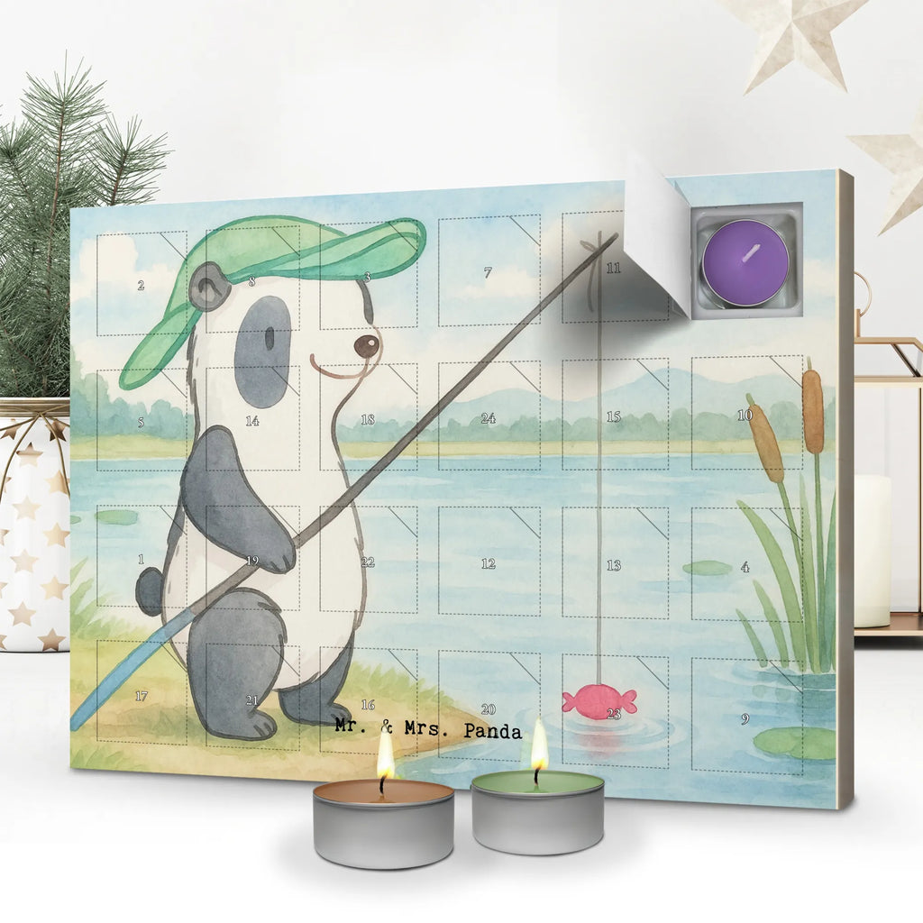 Scented candle advent calendar panda fishing Design Gift, sport, hobby, giving, thank you, award, profit, athlete, fishing, hobby angler, fishing club, go fishing, angler, fishing sport