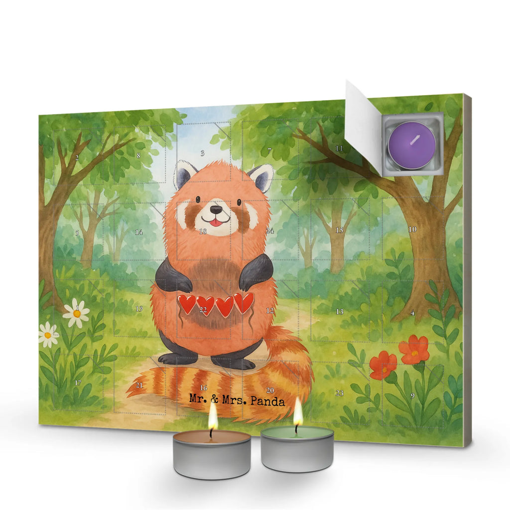 Scented candle advent calendar red panda Design small animals, cute, funny, cute animal motives, hand drawn, small world, funny sayings, good mood, happy, gifts, gift ideas, special gifts, animal lover, card, favourite person, love, heart, Panda, red, darling