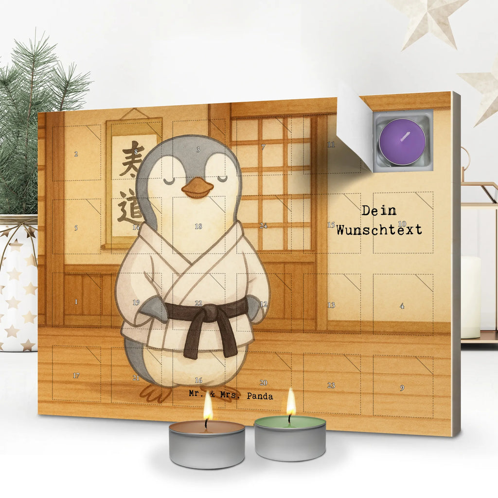 Personalisierter Duftkerzen Adventskalender Pinguin Karate Design Personalisierter Duftkerzen Adventskalender, Geschenk, Schenken, Sport, Sportart, Hobby, Danke, Dankeschön, Auszeichnung, Gewinn, Sportler, Kampfkunst, Kampfsportart, Karate, Karate Verein, Selbstverteidigung