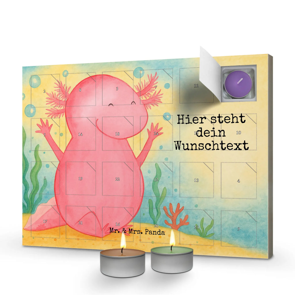 Personalisierter Duftkerzen Adventskalender Axolotl Hurra Design Personalisierter Duftkerzen Adventskalender, Axolotl, Molch, Lurche, Zufriedenheit, Fröhlich, Motivation, Lurch, Axolot, Schwanzlurch, Spaß, Freude