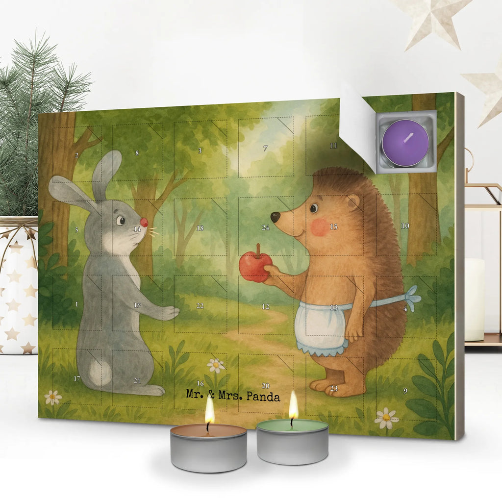 Scented candle advent calendar Hare Hedgehog Design small animals, cute, funny, cute animal motives, hand drawn, small world, funny sayings, good mood, happy, gifts, gift ideas, special gifts, animal lover, card, romantic saying, heartache, consolation, love saying, hare, Hedgehog and hare, pain of separation, lovesickness gift, Hedgehog