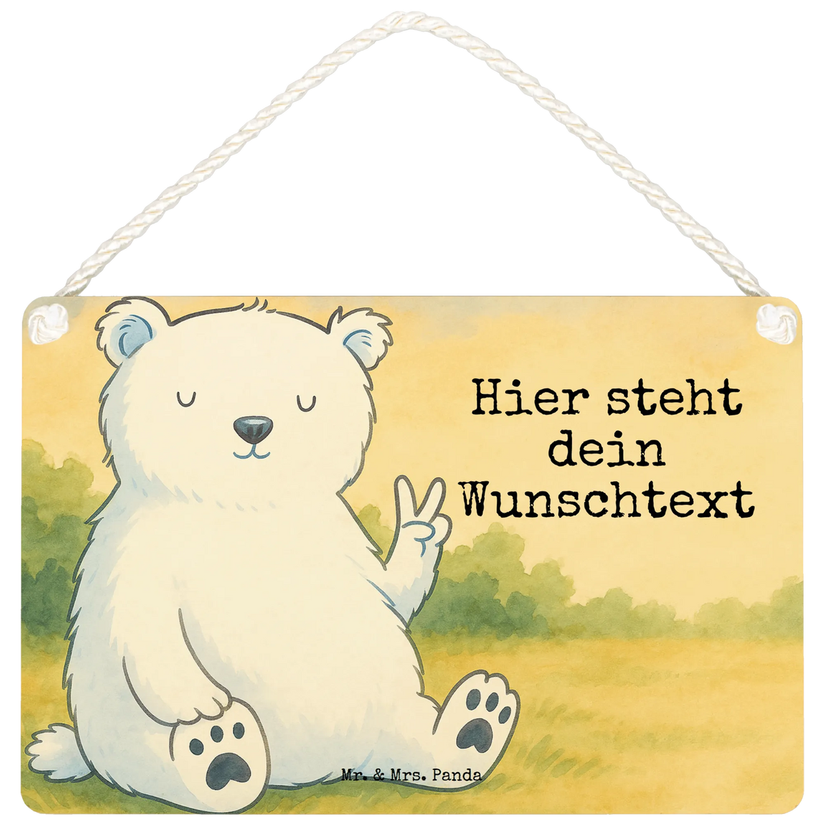 Personalisiertes Deko Schild Eisbär Faul Design