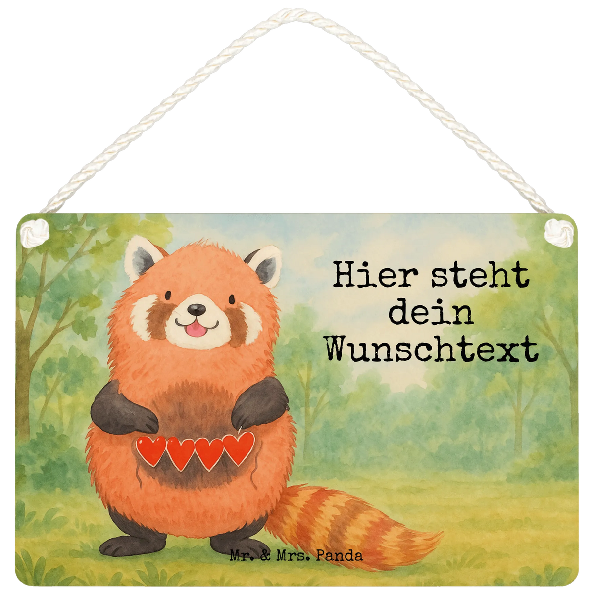 Personalised decorative sign red panda Design cute, cute animal motives, hand drawn, gift ideas, funny sayings, good mood, special gifts, animal lover, card, gifts, small animals, red, heart, darling, favourite person