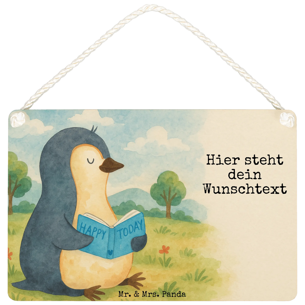 Personalisiertes Deko Schild Pinguin Buch Design