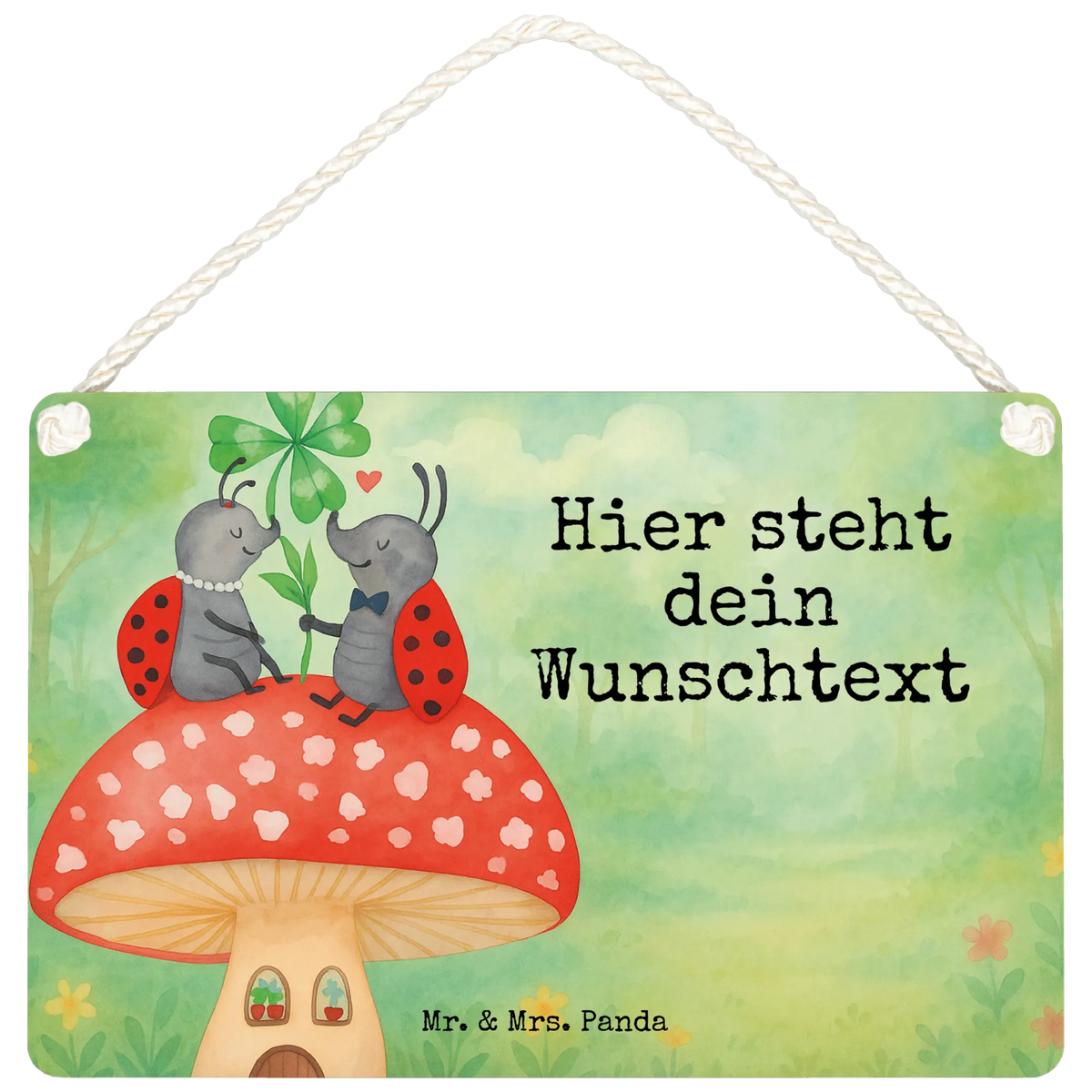 Personalised decorative sign ladybug toadstool Design animal lover, special gifts, good mood, funny sayings, hand drawn, cute animal motives, small animals, cute, card, gift ideas, gifts, flat, toadstool, ladybird, house of fleshy fungi, at home