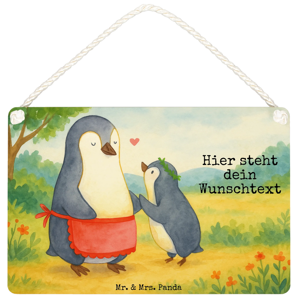 Personalisiertes Deko Schild Pinguin mit Kind Design