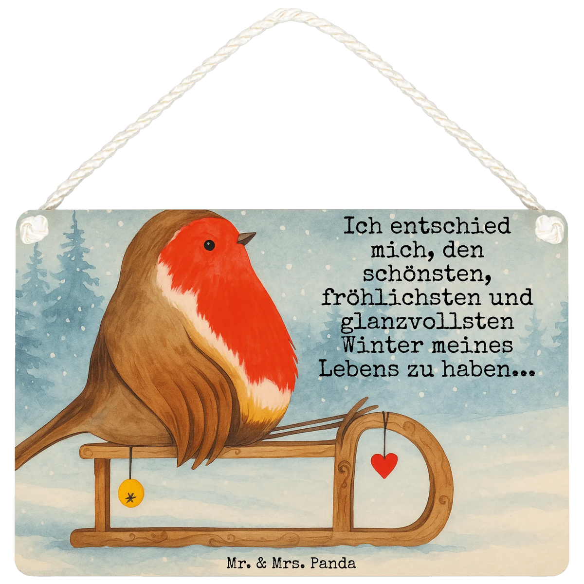 Decorative sign robin Sleds Design Christmas time, snow, bird, sleigh