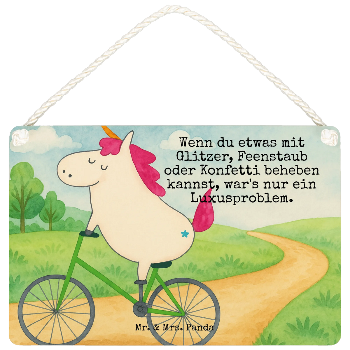 Decorative sign unicorn cyclist Design cyclist gift, grief, luxury problem, cycling, confetti, present, love affliction, fairy dust, wheel