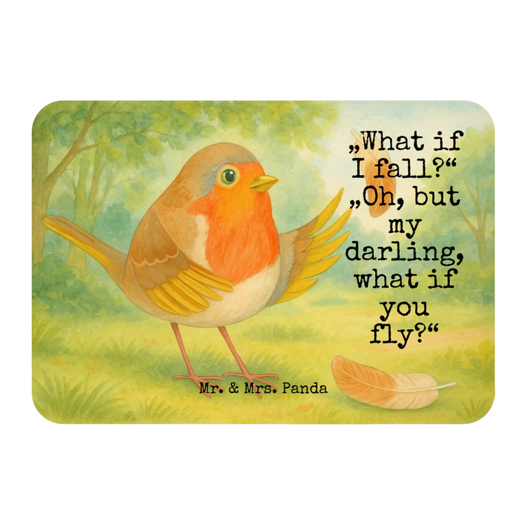 Magnet Rotkehlchen Federn Design Souvenir Magnet, Whiteboard Magnet, Pinnwandmagnet, Dekomagnet, Kühlschrank Dekoration, Motivmagnete, Kühlschrankmagnet, Notiz Magnet, Tiermotive, Gute Laune, lustige Sprüche, Tiere, Spruch Motivation, Motivation Sprüche, Rotkehlchen, Vogel, fliegen, Spruch Mut, What if i fall, Motivationsbilder